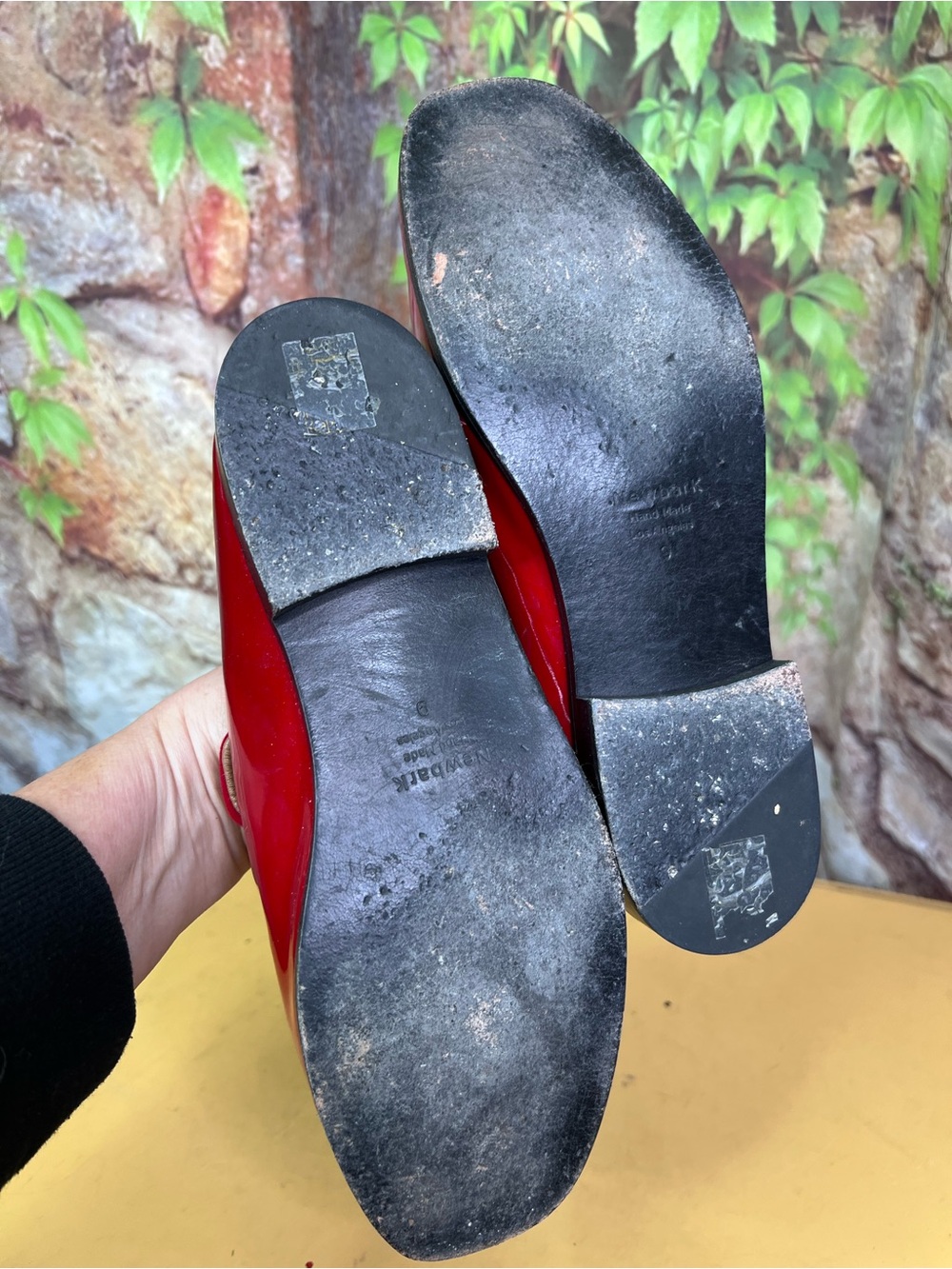 NEWBARK LOS ANGELES Equestrian Preppy Red Patent Leather and Suede Loafers, 9 - Picture 10 of 14